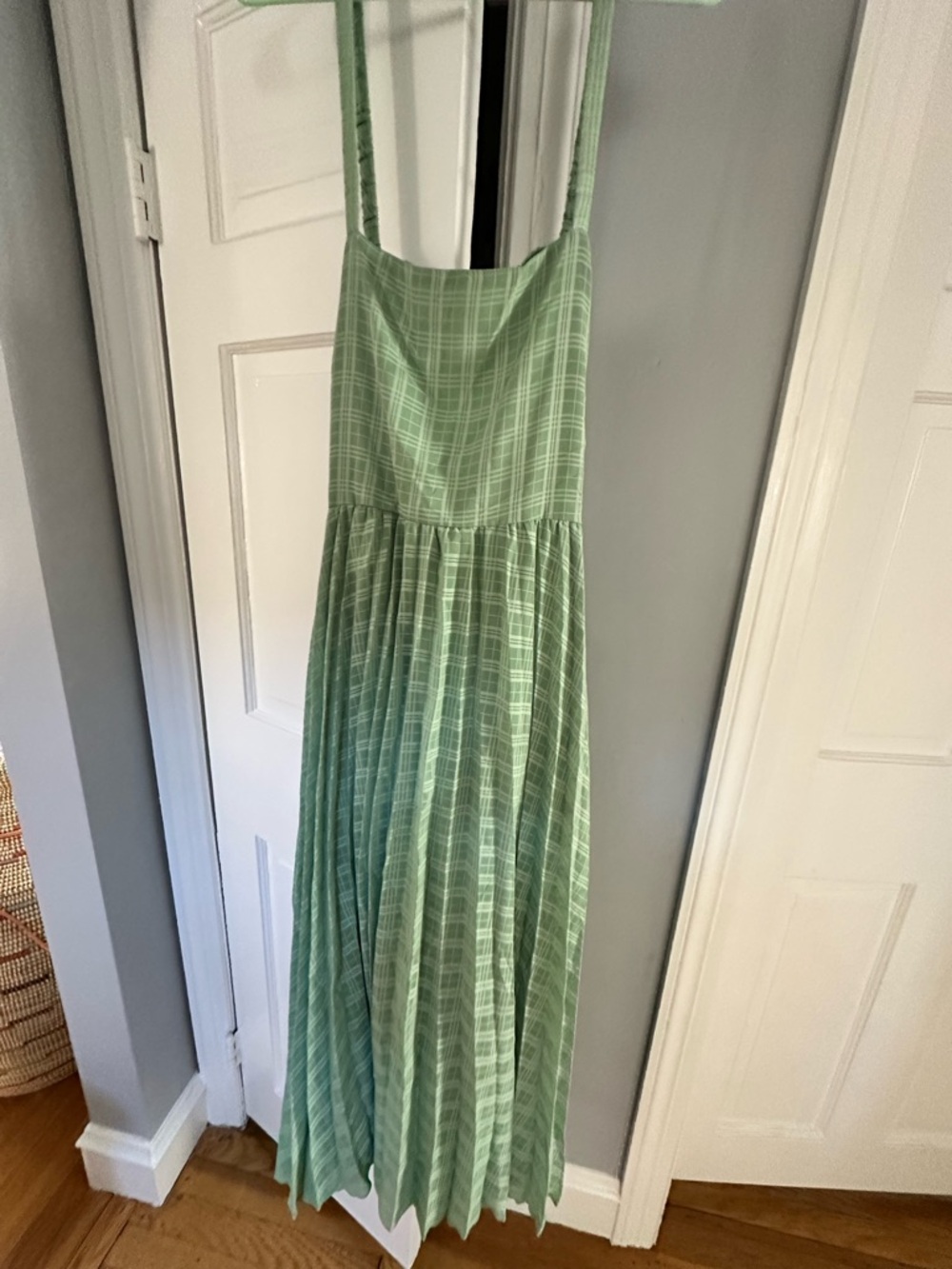 Light Green Plaid Maxi Dress